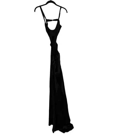 New Skims Black Sand Washed Cut Out Silk Strappy Slip Maxi Dress Size XS - Picture 5 of 6